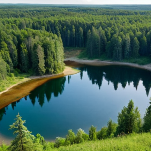 Home 22 **Scenic view of Lake Svitiaz (Svitiaz Lake) in Shatsk National Natural Park, Ukraine. Clear water, dense forests, various water birds.**