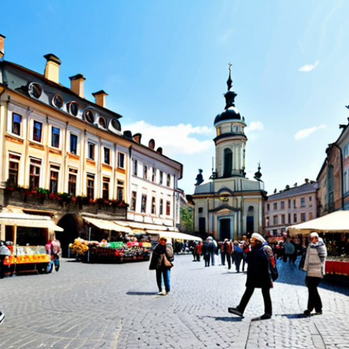 Home 9 Lviv Market Square**
"A bustling market square in Lviv, Ukraine, during the day. Vendors selling crafts and local food from stalls. Historic buildings with colorful facades in the background. People in modest, everyday clothing are walking around and interacting. Safe for work, appropriate content, fully clothed, professional photography, perfect anatomy, correct proportions, family-friendly."
**