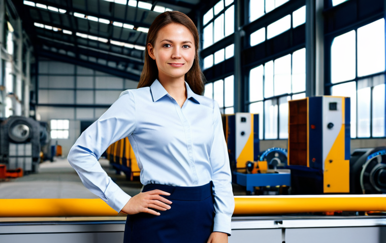 우크라이나 세금 제도 - ** A confident female engineer in a fully clothed, modest business casual outfit, standing in a mode...