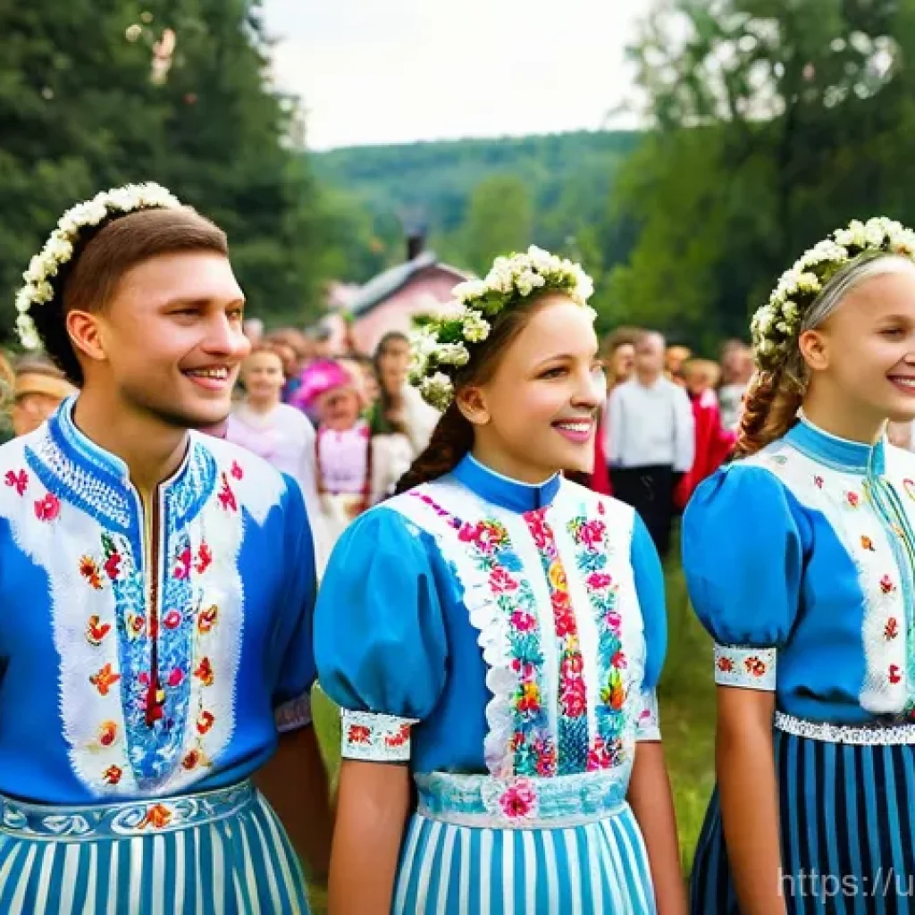 우크라이나 민족 구성 - **Prompt 1: Ukrainian Folk Festival Scene**
    "A vibrant outdoor scene depicting a Ukrainian folk ...