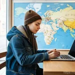 Home 19 우크라이나 저렴한 여행 팁 - A young, diverse traveler (wearing casual, modest clothing like jeans and a comfortable jacket) is s...