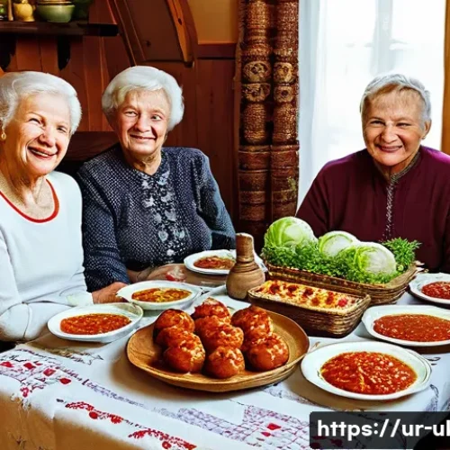 Home 29 우크라이나 음식 문화 차이 - **Prompt:** A cozy, warm, and inviting Ukrainian family dining scene. A multi-generational family (g...