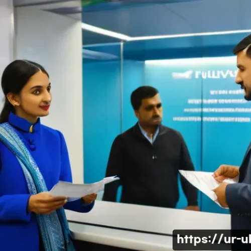 Home 28 우크라이나 입국 심사 주의사항 - A detailed scene at a Ukrainian immigration checkpoint showing a respectful South Asian traveler in ...