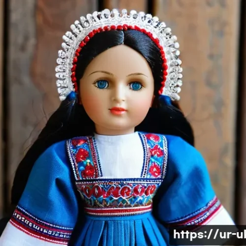 Home 15 우크라이나 전통 인형 - A detailed image of a traditional Ukrainian doll dressed in vibrant embroidered clothing, featuring ...