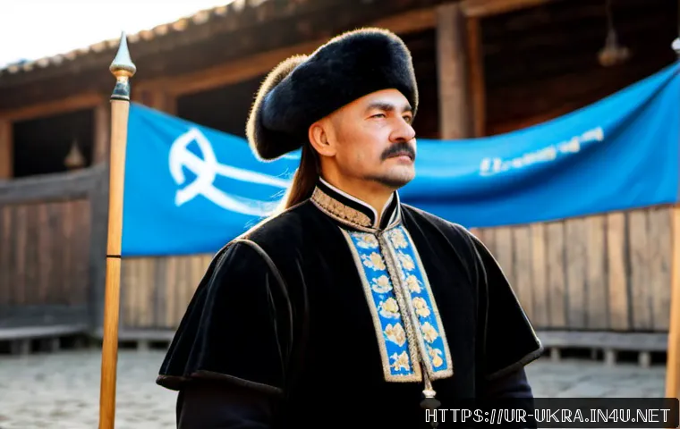 Home 17 우크라이나 역사적 인물 - Photorealistic historical portrait of a dignified 17th-century Ukrainian Cossack leader, embroidered...